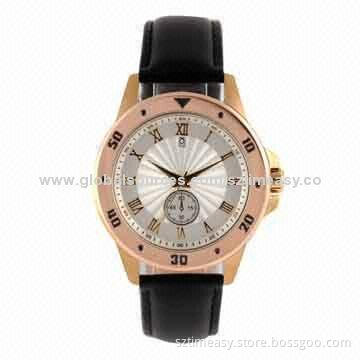Brand Watch with Comfortable Genuine Leather Band, 5ATM Waterproof